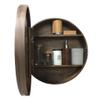 WIQUYBML Round Bathroom Mirror Cabinet, Walnut-Look Wooden Cosmetic Cabinet with Shelf view 3