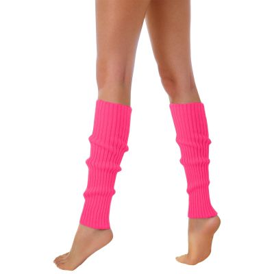 Bkazwe Neon Leg Warmers for Women, 1980s Pink, Red & Blue Striped Leg Warmers for Carnival and 80s Parties