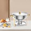 5L Round Stainless Steel Chafing Dish Buffet Set with Lid, Spoon & Tongs, Gold view 2