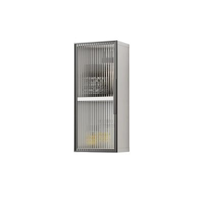 Wall-Mounted Glass-Door Cabinet for Bathroom or Kitchen, Double-Layer Double-Door, C, 75 x 50 x 15 cm / 29 x 19 x 5 in