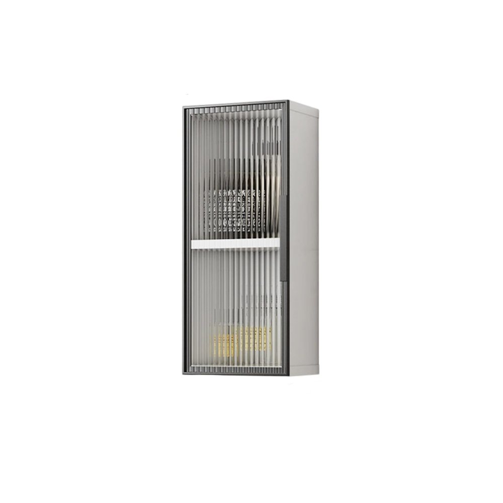 Wall-Mounted Glass-Door Cabinet for Bathroom or Kitchen, Double-Layer Double-Door, C, 75 x 50 x 15 cm / 29 x 19 x 5 in
