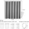 Hnmdmyi Vertical Striped Shower Curtain, 71 x 71 in, Black and White view 2
