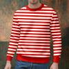Men's Red and White Striped Long-Sleeve Costume Shirt, Oversized, Size L view 2