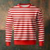 Men's Red and White Striped Long-Sleeve Costume Shirt, Oversized, Size L view 3