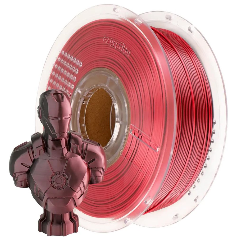 AzureFilm PLA Silk Multicolor 1.75 mm, 1 kg Spool, Dual Color Crimson Steel
