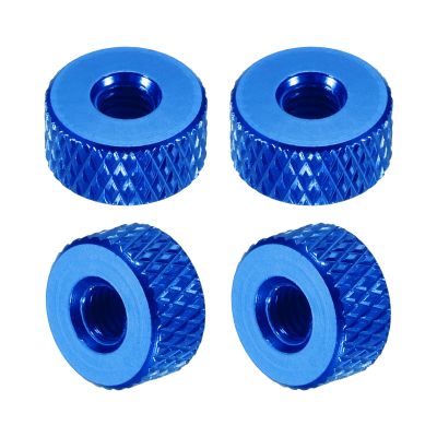 QUARKZMAN 4-Pack Aluminum Alloy Knurled Nuts, M4 x 10 x 5 mm, Blue
