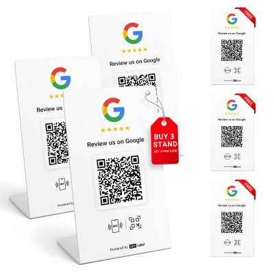 HotLabel Review Stand 3-Pack with 3 Review Cards - White