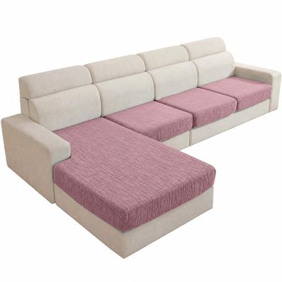 YSTELLAA Stretch Sofa Seat Cushion Covers, Non-Slip Universal Covers for L-Shaped Sofas (3 Single Seats + Chaise Lounge, Gray-Pink)