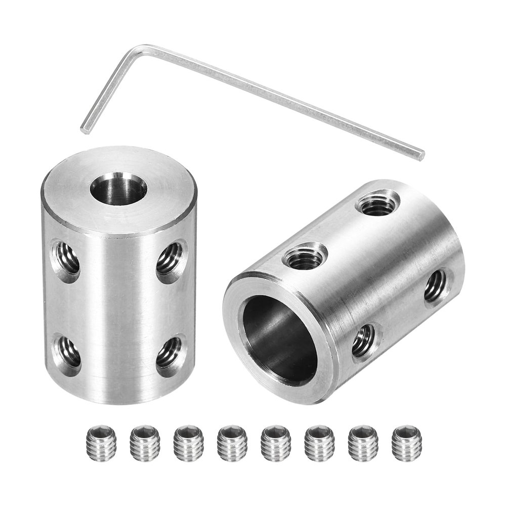 QUARKZMAN 6-Pc. Rigid Shaft Coupling, 5 mm to 10 mm, Stainless Steel, L22 mm x D16 mm, Silver