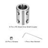 QUARKZMAN 6-Pc. Rigid Shaft Coupling, 5 mm to 10 mm, Stainless Steel, L22 mm x D16 mm, Silver view 3