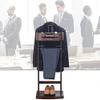 HTDRE Solid Wood Valet Stand with Drawer and Trouser Bar, Brown view 1