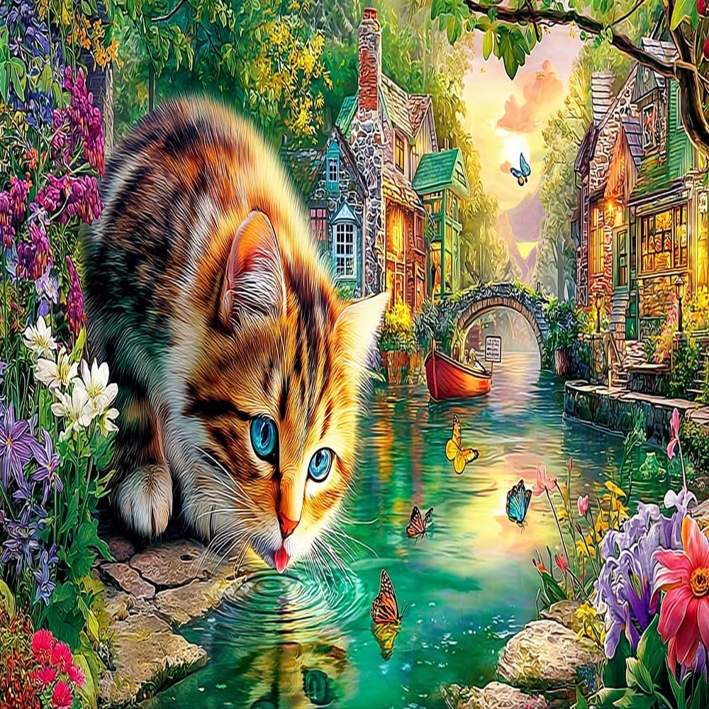 Cat 1000-Piece Puzzle for Adults, Challenging Recycled-Paper Puzzle