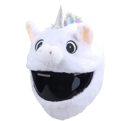 Gxdamxz Motorcycle Helmet Cover, Plush Unicorn Helmet Cover for Men & Women, White