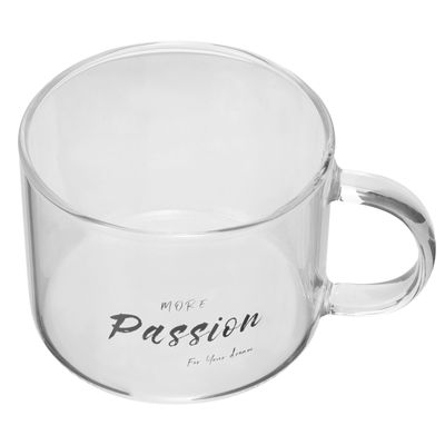 Healvian Transparent Glass Beverage Cup, 500 ml, with Handle