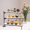 Naroote 3-Tier Metal Dessert and Cupcake Stand, Large Serving Tray for Weddings, Parties, Birthdays, Donuts, Drinks, and Fruit (Black) view 3
