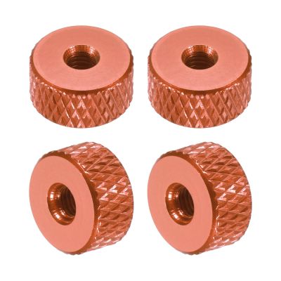 QUARKZMAN Aluminum Alloy Knurled Nuts M3 x 10 x 5 mm, 4-Pack, Orange