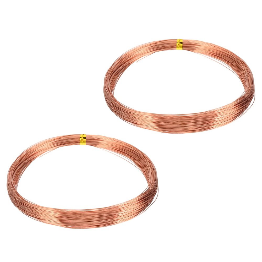 QUARKZMAN Pure Copper Wire, Bare T2 Copper, 28 Gauge (0.3 mm), 2-Pack, 118 ft (36 m)
