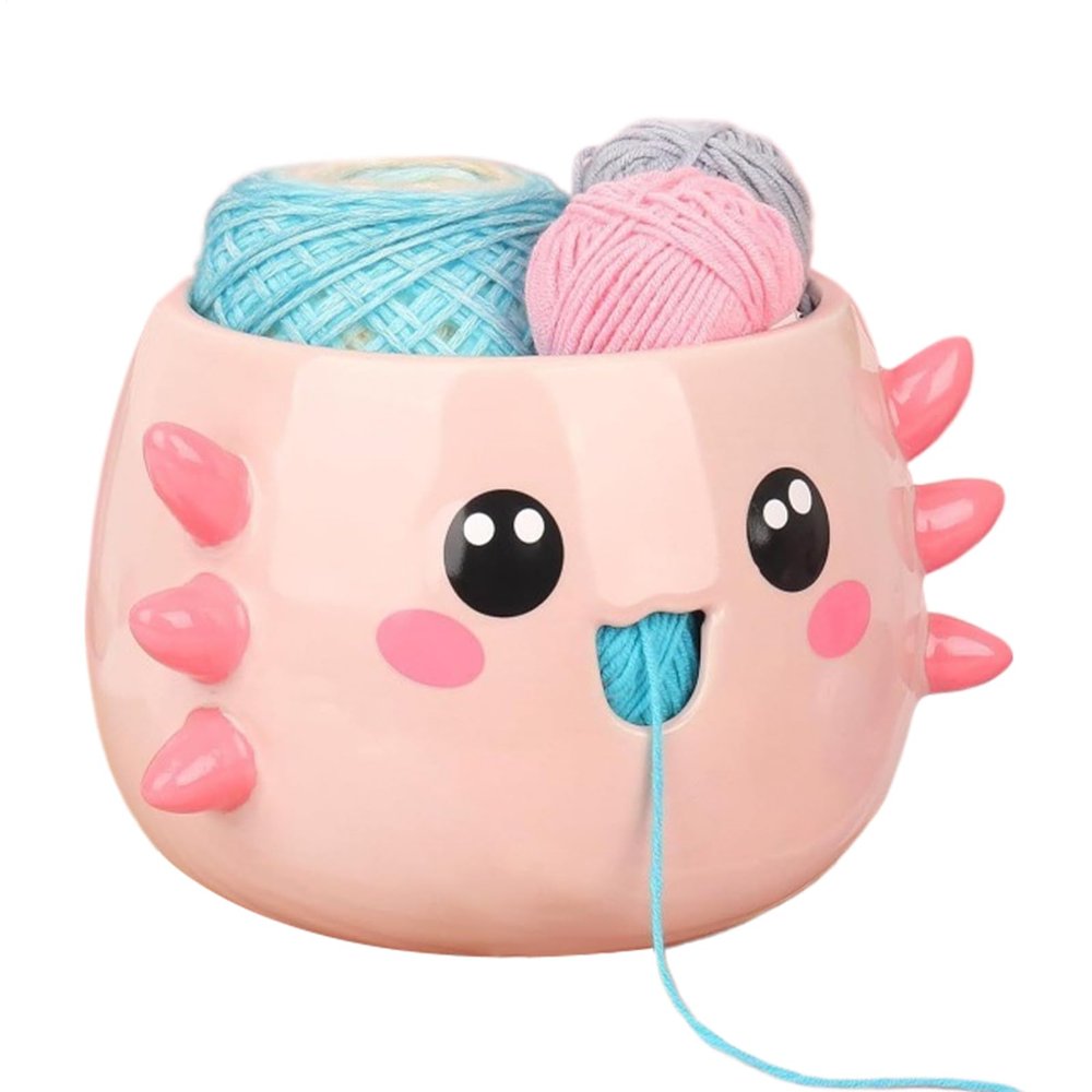 Yarn Bowl with Cute Cartoon Design and Large Accessory Holder