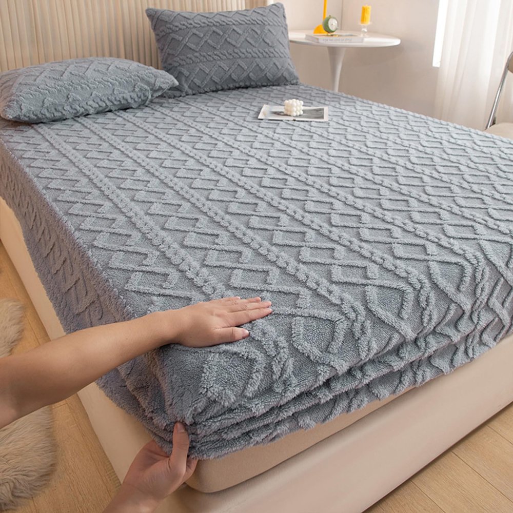 JIANINGHOME Flannel Fitted Sheet 180 x 200 cm, Super Soft and Warm
