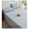 Cotton Flat Bed Sheet Without Elastic, 120x230 cm to 245x265 cm, Plaid Stripes (Green, 245x265 cm) view 3