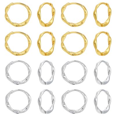 UNICRAFTALE 8 Pairs Two-Tone Twisted Hoop Earrings, 14 mm, Chunky Mini Metal Hoops for Women