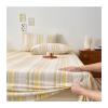 Cotton Flat Sheet Without Elastic, 120x230 cm to 245x265 cm, Grade A, Plaid Stripes, Beige, 245x265 cm view 1