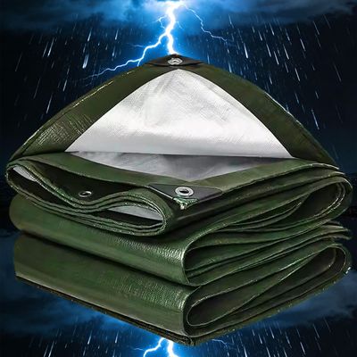 Waterproof PE Tarp 200 g/m², 1.6 x 1.9 m, Green/Silver