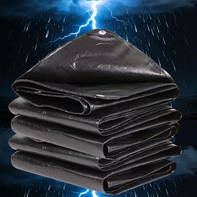 Waterproof PE Cover Tarp 200 g/m², 1.2 x 1.5 m, with Eyelets, UV-Stable, Tear-Resistant, Black
