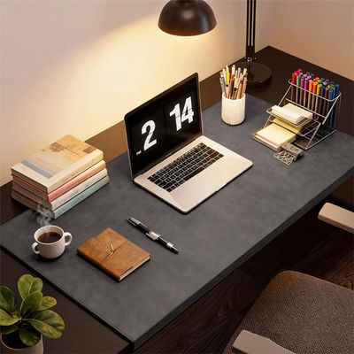 Non-Slip Leather Desk Mat with Edge Protection, Dark Gray, 80 x 40 cm