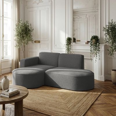 WFL GROUP 3-Seater L-Shaped Bouclé Corner Sofa, Scandinavian Loft Style, Left Corner, Gray