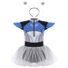 Sinleey Alien Costume for Women, Metallic Hair Hoop Set, Holographic Space Girl Dress, Silver, 4XL view 3