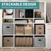 Hotainoys Vinyl Record Storage Box, Foldable Stackable Case with Lid, Portable Cotton and Linen Storage Box for Home Office view 2
