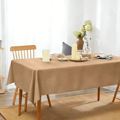 Washable Stain-Resistant Tablecloth 130 x 265 cm, Camel