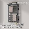 WRJAHCG Electric Wall-Mounted Towel Warmer with Timer, Thermostat and Folding Shelf, Gray view 3