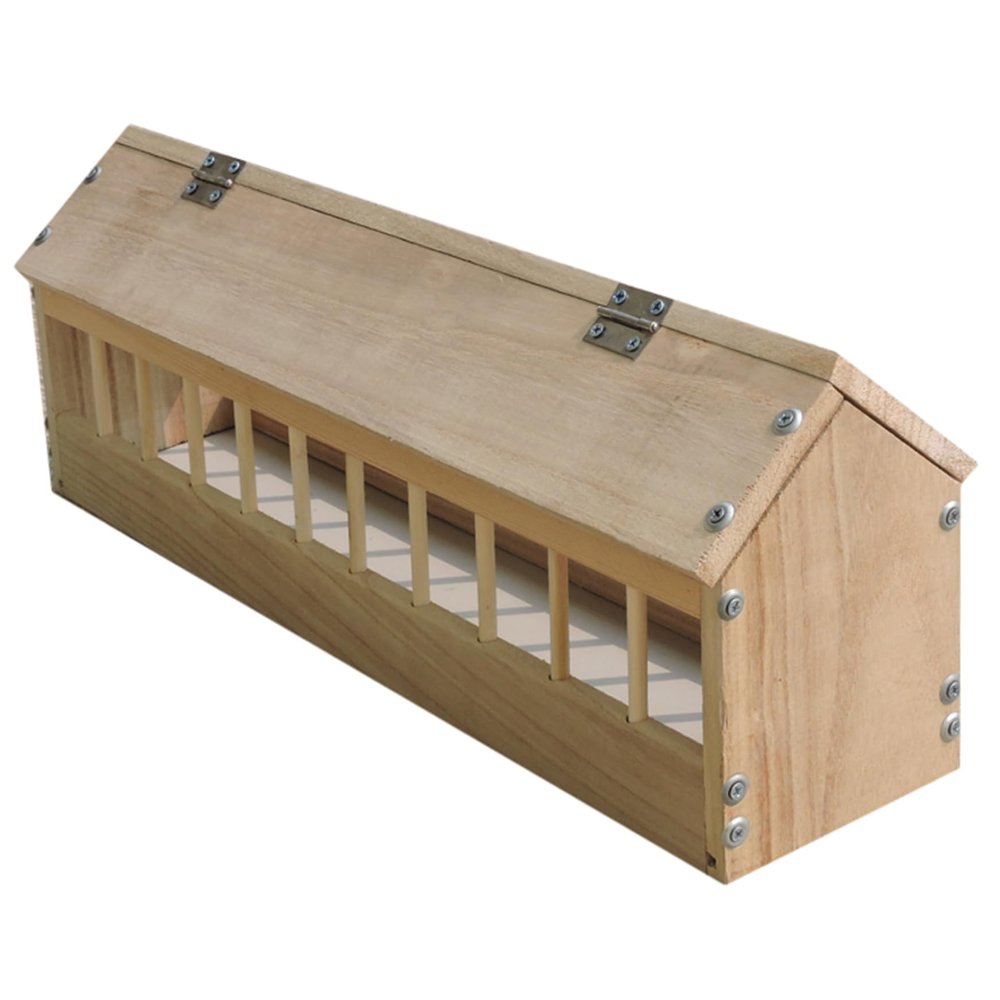 Licsaliwe Spill-Proof Wooden Pigeon Feeder for Poultry and Ducklings