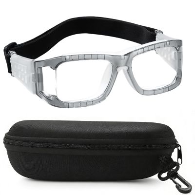 Yuziwi Sports Glasses, Impact-Resistant Protective Eyewear with Adjustable Headband for Basketball, Soccer & Outdoor Activities (1.67 Gray -7.5 D)