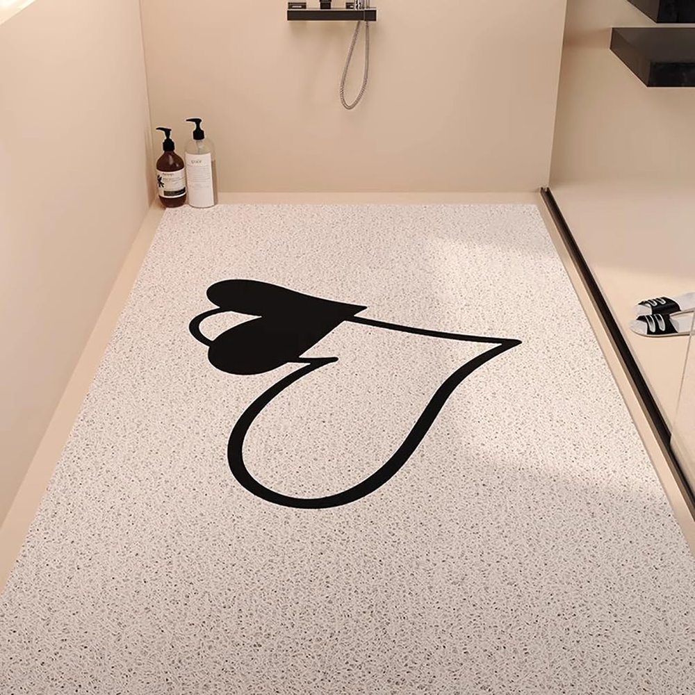 Pevfeciy Non-Slip Bathtub Mat 100 x 150 cm, Love Pattern, PVC