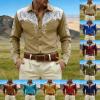Men's Brown Cowboy Western Shirt, Long Sleeve, Size L view 2