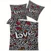 Love Bedding Set 200 x 220 cm, 3-Piece Modern Abstract Grunge Design view 2