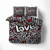 Love Bedding Set 200 x 220 cm, 3-Piece Modern Abstract Grunge Design view 4
