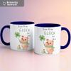OM3 “A Pinch of Luck” Coffee Mug with Pig Design, 325 ml, Dark Blue view 2