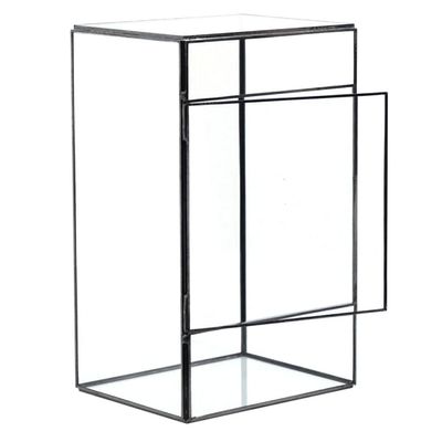 Geometric Glass and Tin Terrarium for Plants, Table Decor