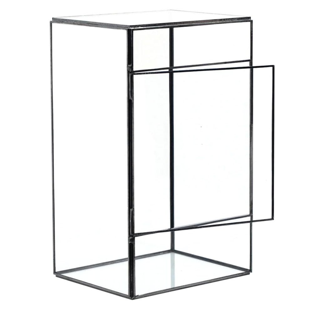 Geometric Glass and Tin Terrarium for Plants, Table Decor
