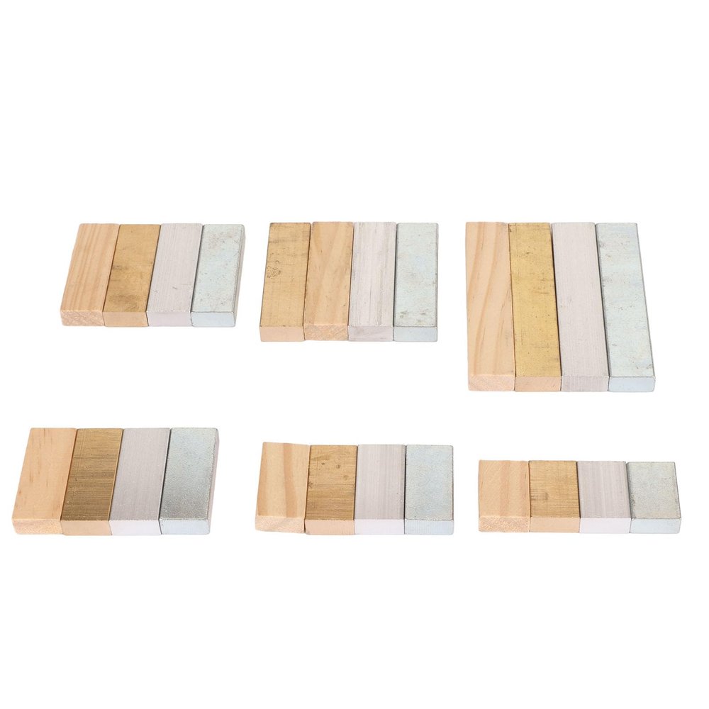 RhineCart Basics Scientific Density Cube Set, Precision-Polished, 24 Cuboids for Laboratory and School Use, with Storage Box in Copper, Aluminum, Iron, and Wood