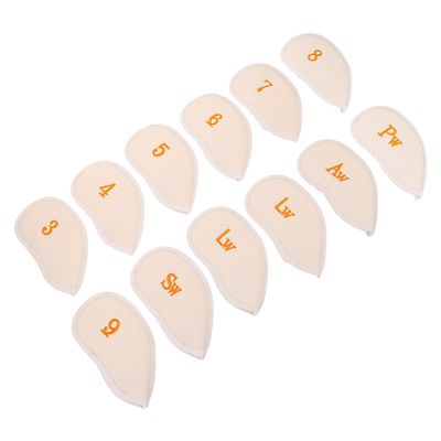 Supvox 12-Piece White Fabric Golf Iron Headcovers, Numbered Protective Covers