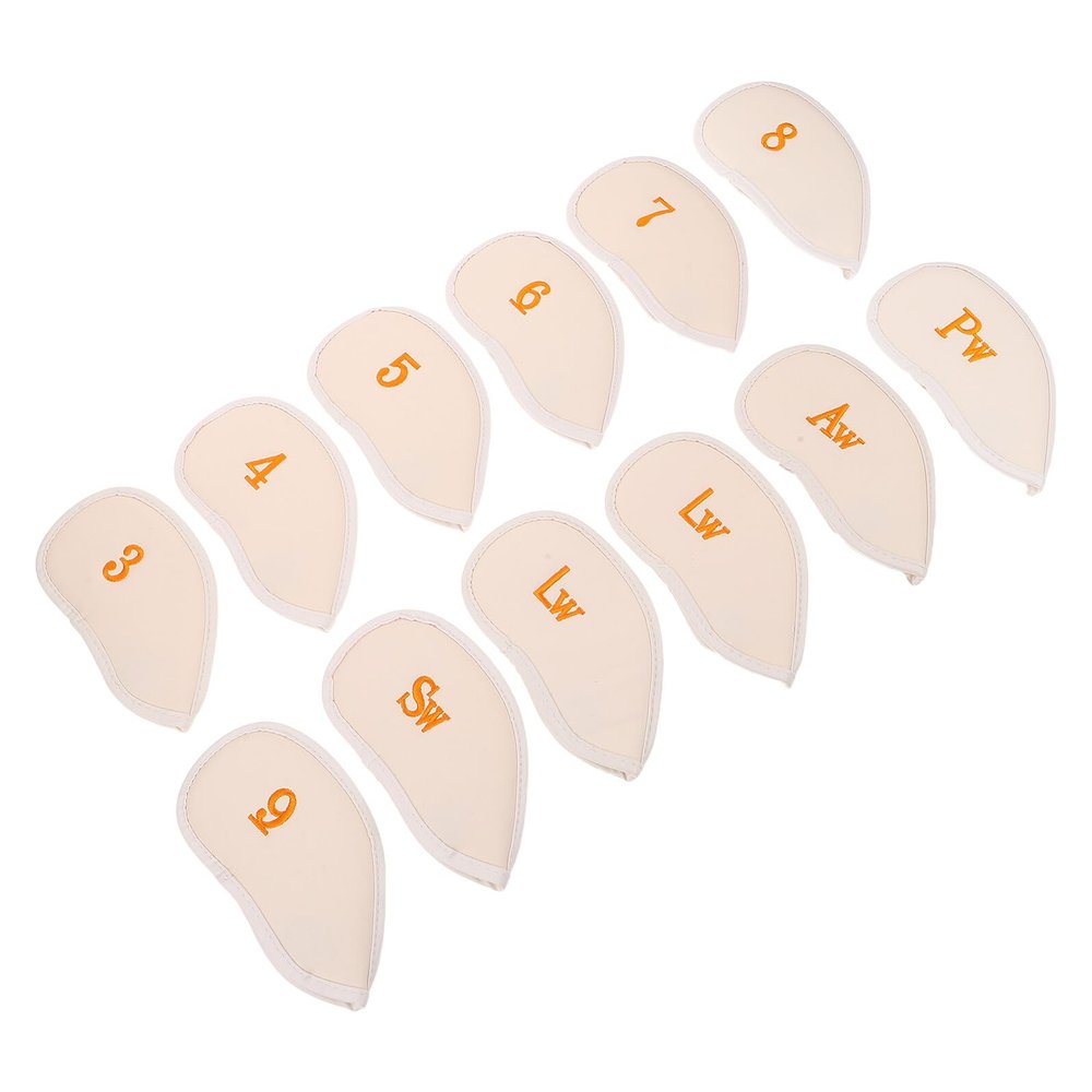 Supvox 12-Piece White Fabric Golf Iron Headcovers, Numbered Protective Covers