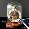 Decorative Mechanical Desk Clock, Metal and Wood, Gold view 3