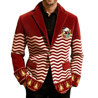 Men's Colorful Printed Corduroy Blazer for Carnival and Costumes