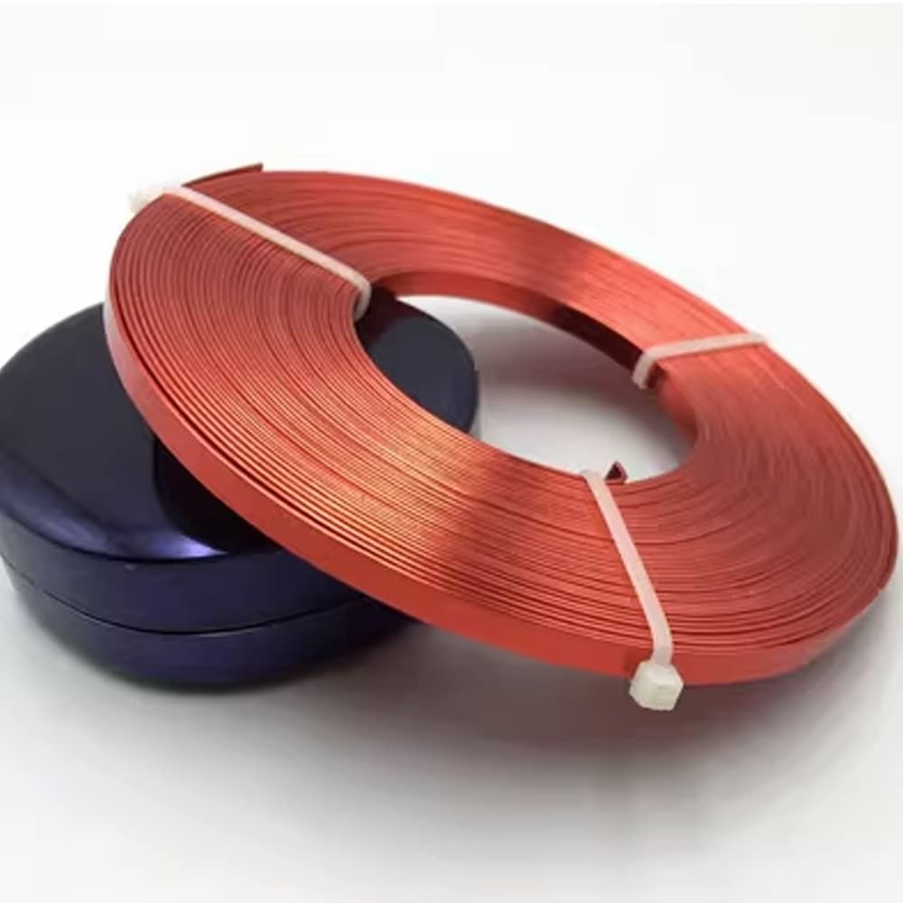 4 m Flat Aluminum Wire, 5 mm Wide, 12 Bright Colors for Jewelry Making and DIY Projects (Red)