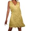 Women's V-Neck Fringe Dress, 1920s Charleston & 1970s Disco Costume view 1